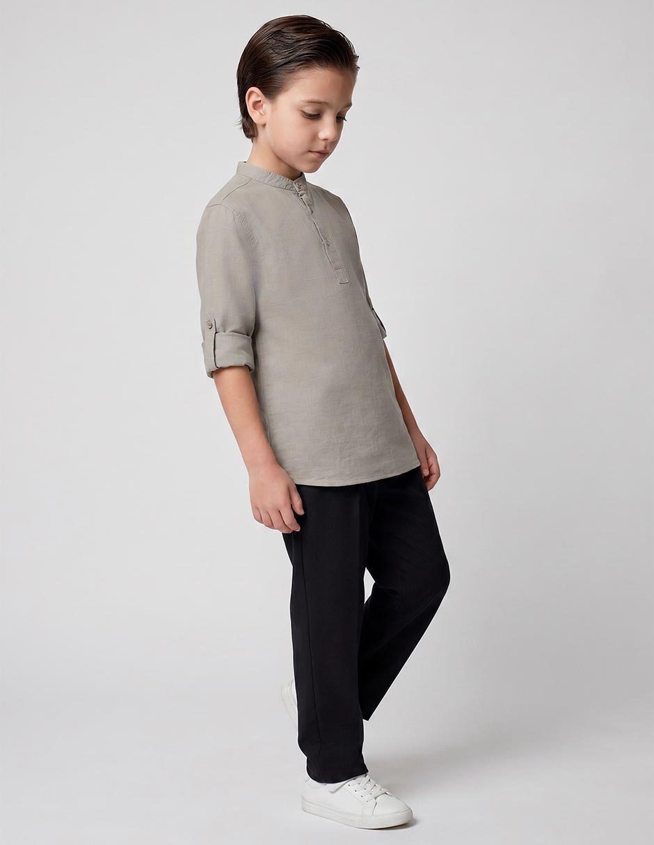 Camisa casual de algodón manga larga para niño