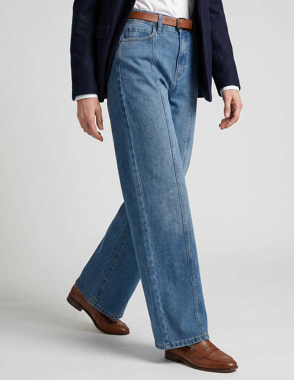 Jeans wide leg a la cintura para mujer