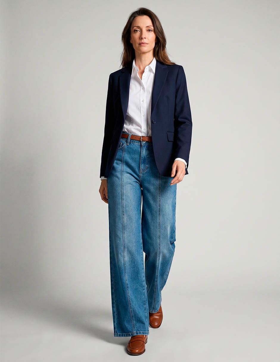 Jeans wide leg weekend a la cintura para mujer