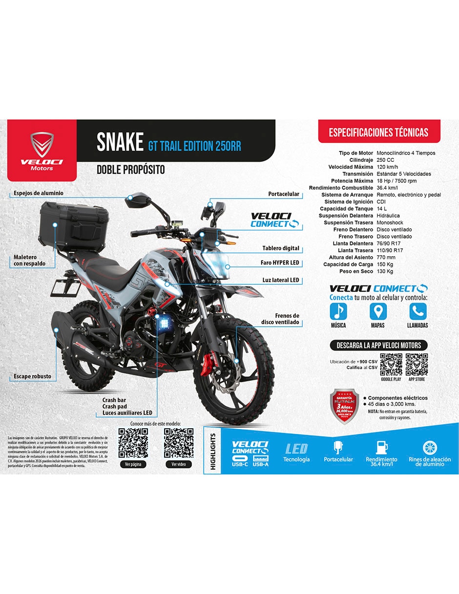 Motocicleta doble propósito Snake GT Trail 250cc 2027 Motocicleta doble propósito Snake GT Trail 250cc 2027