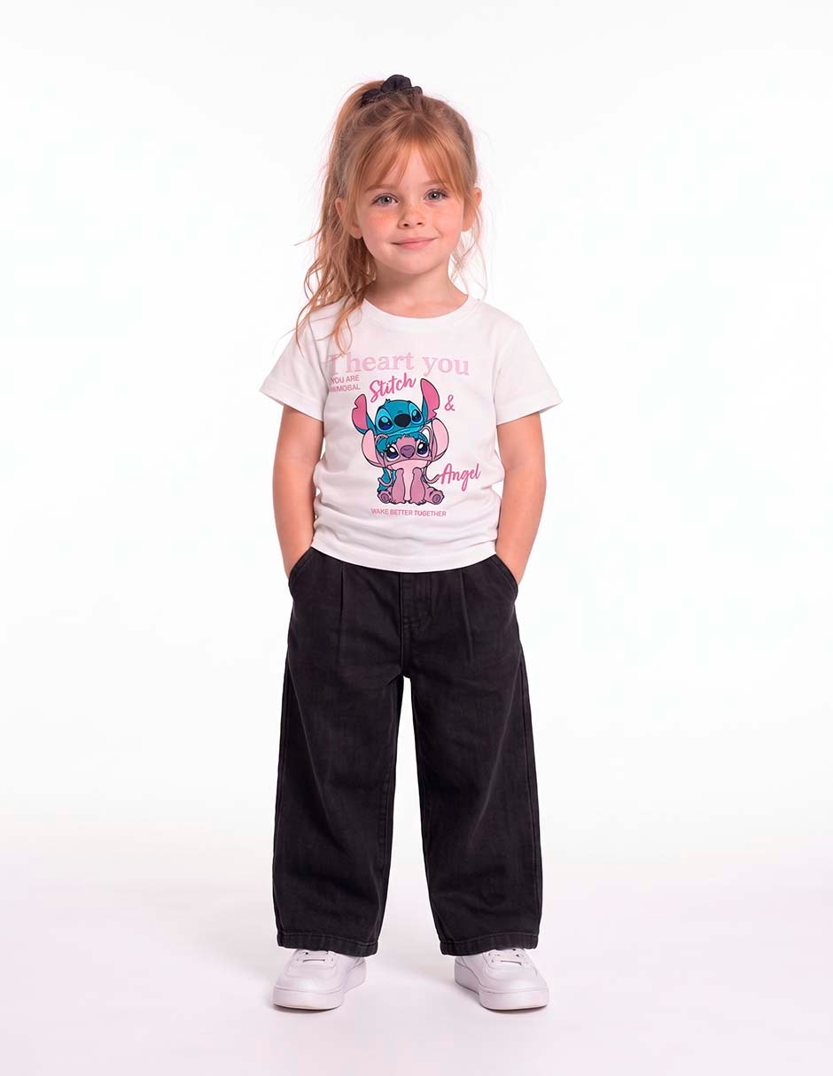 Playera Stitch manga corta para niña