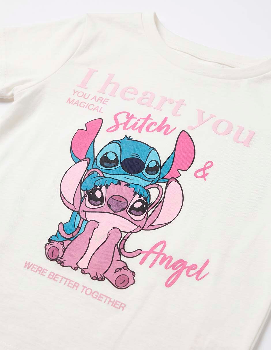 Playera Stitch manga corta para niña 5