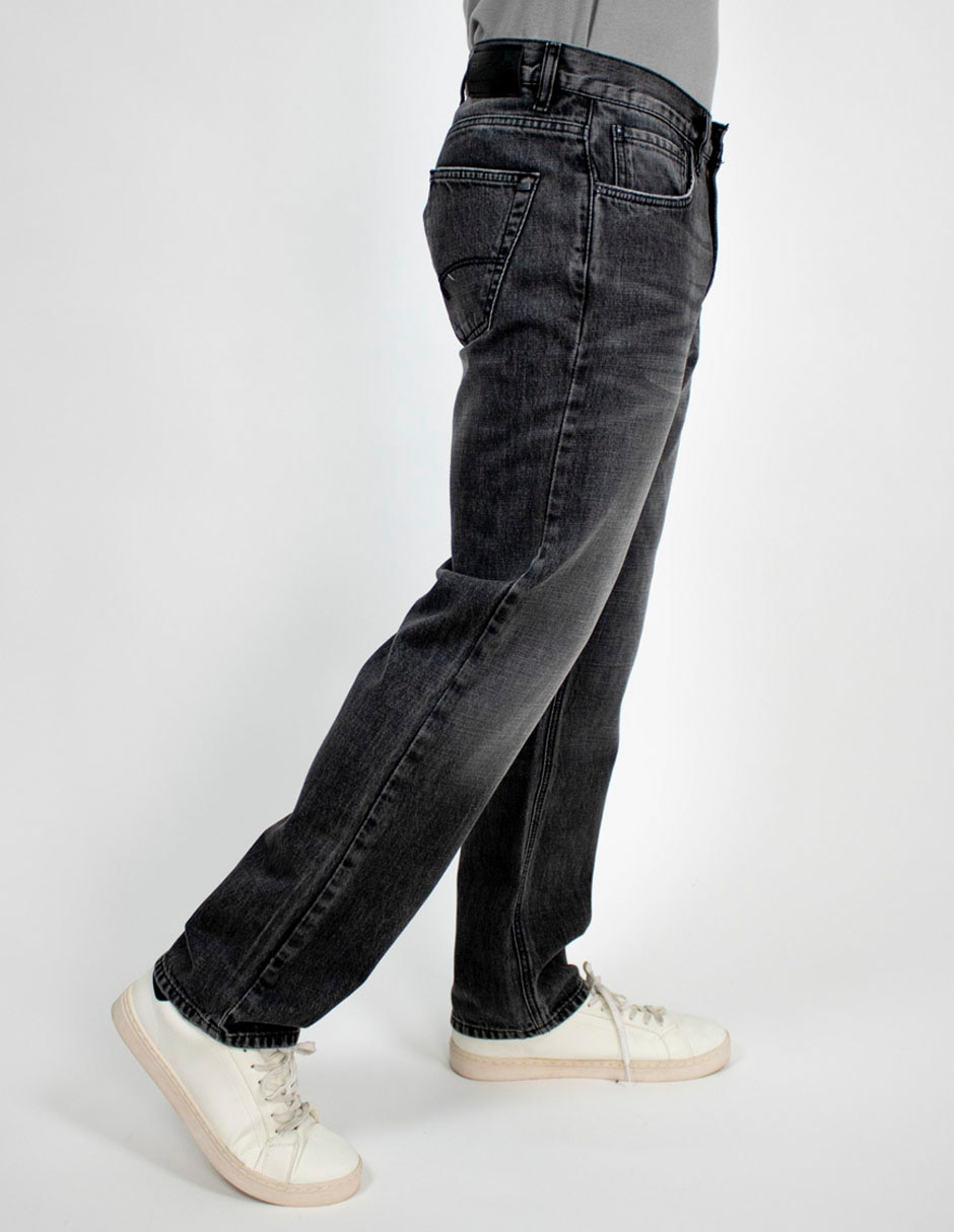 Jeans recto lavado deslavado para hombre 2