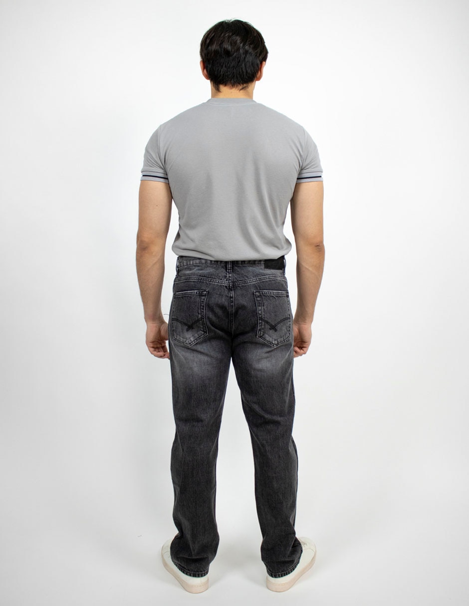 Jeans recto lavado deslavado para hombre 3