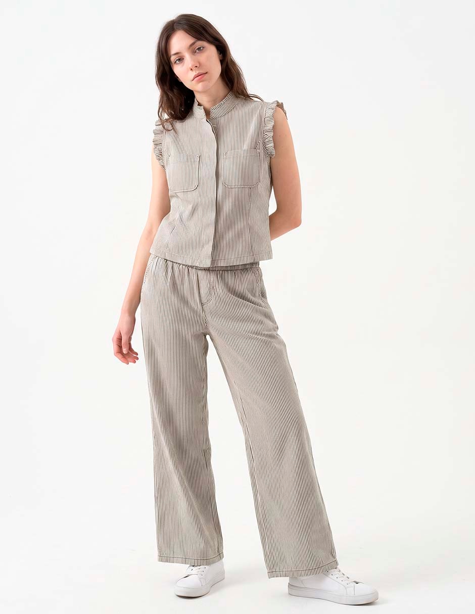 Pantalón wide leg corte cintura para mujer Pantalón wide leg corte cintura para mujer