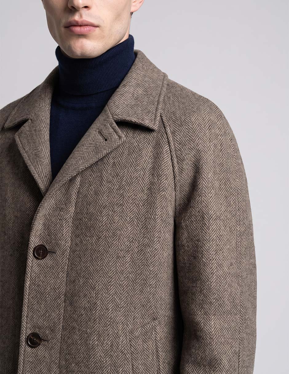Abrigo con bolsillos estampado a rayas para hombre 4