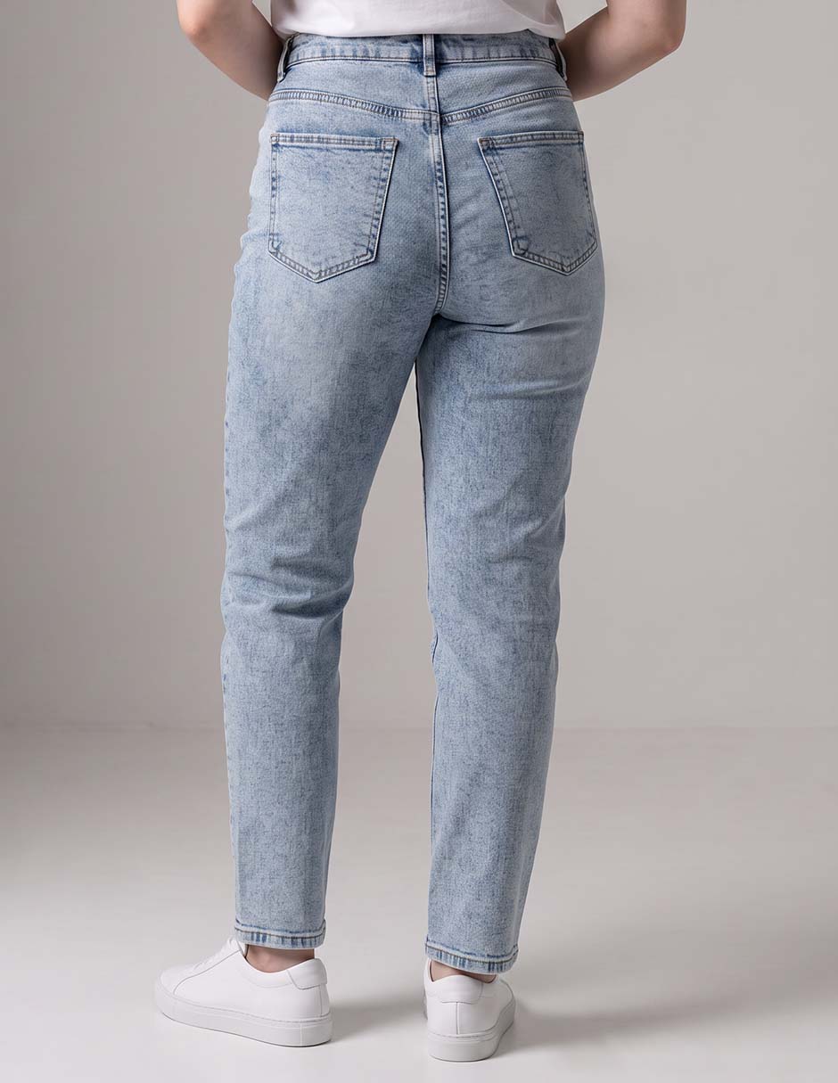 Jeans straight Oh Pomp corte cintura para mujer