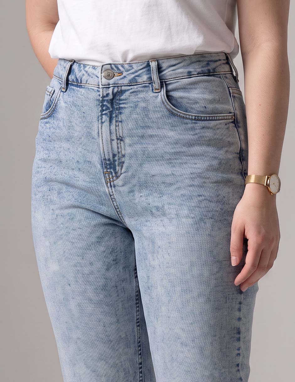 Jeans straight Oh Pomp corte cintura para mujer