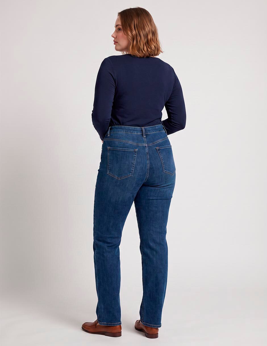Jeans straight corte cintura para mujer 2