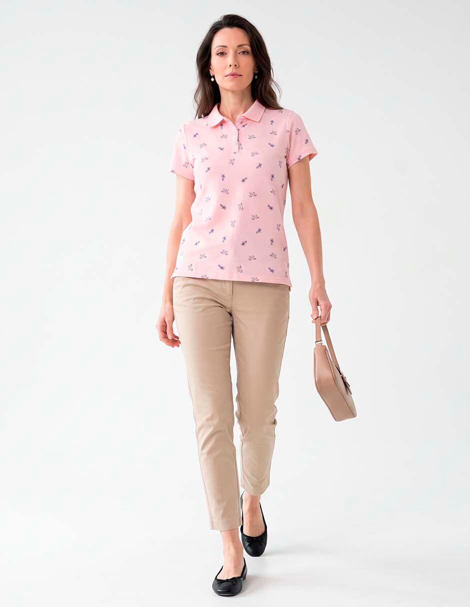Playera manga corta cuello polo para mujer
