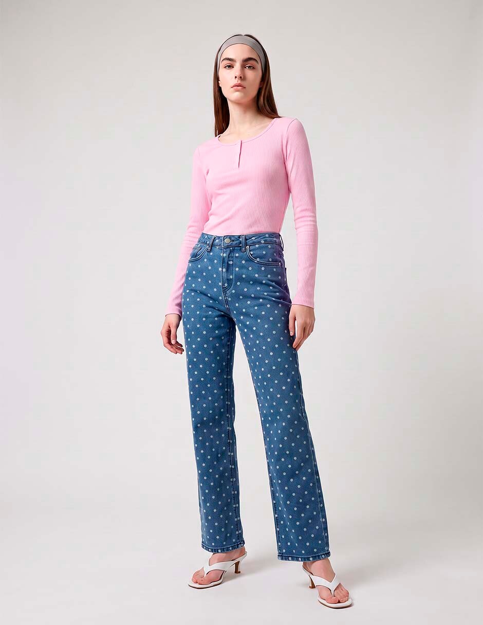 Jeans regular straight para mujer 4