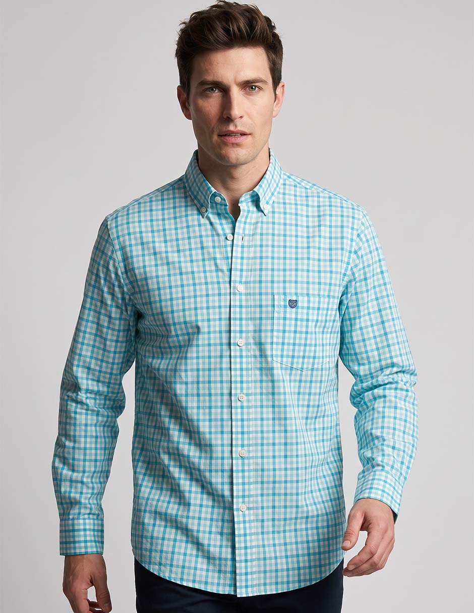 Camisa casual de algodón manga larga para hombre