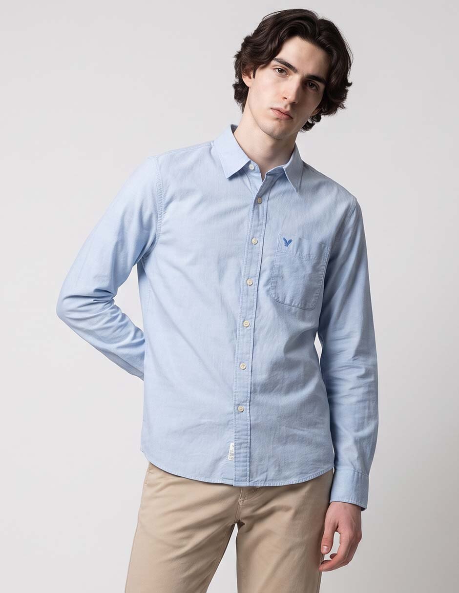 Camisa casual amerian eagle de algodón manga larga para hombre