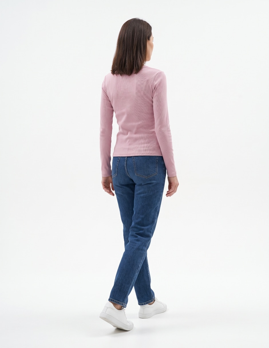 Playera manga larga cuello redondo para mujer 2