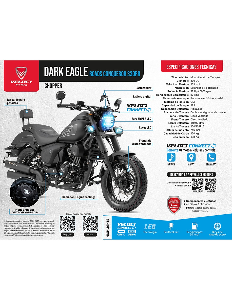 Motocicleta chopper Dark Eagle 330cc 2027