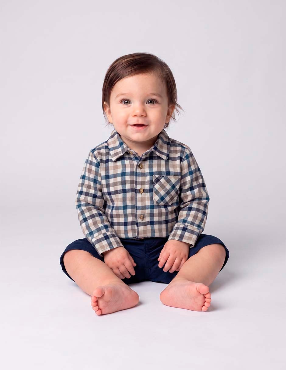 Camisa casual de algodón manga larga para niño 2