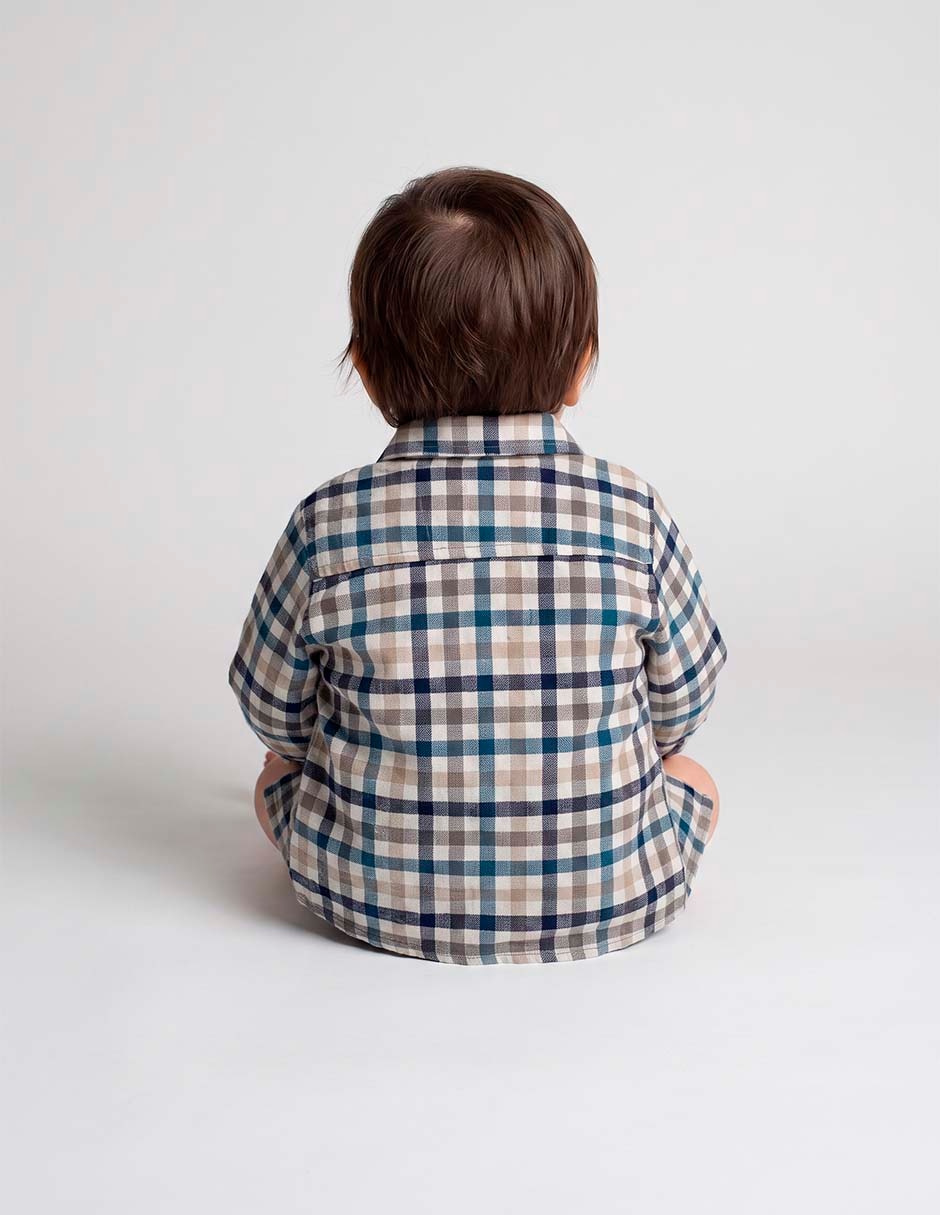 Camisa casual de algodón manga larga para niño 6