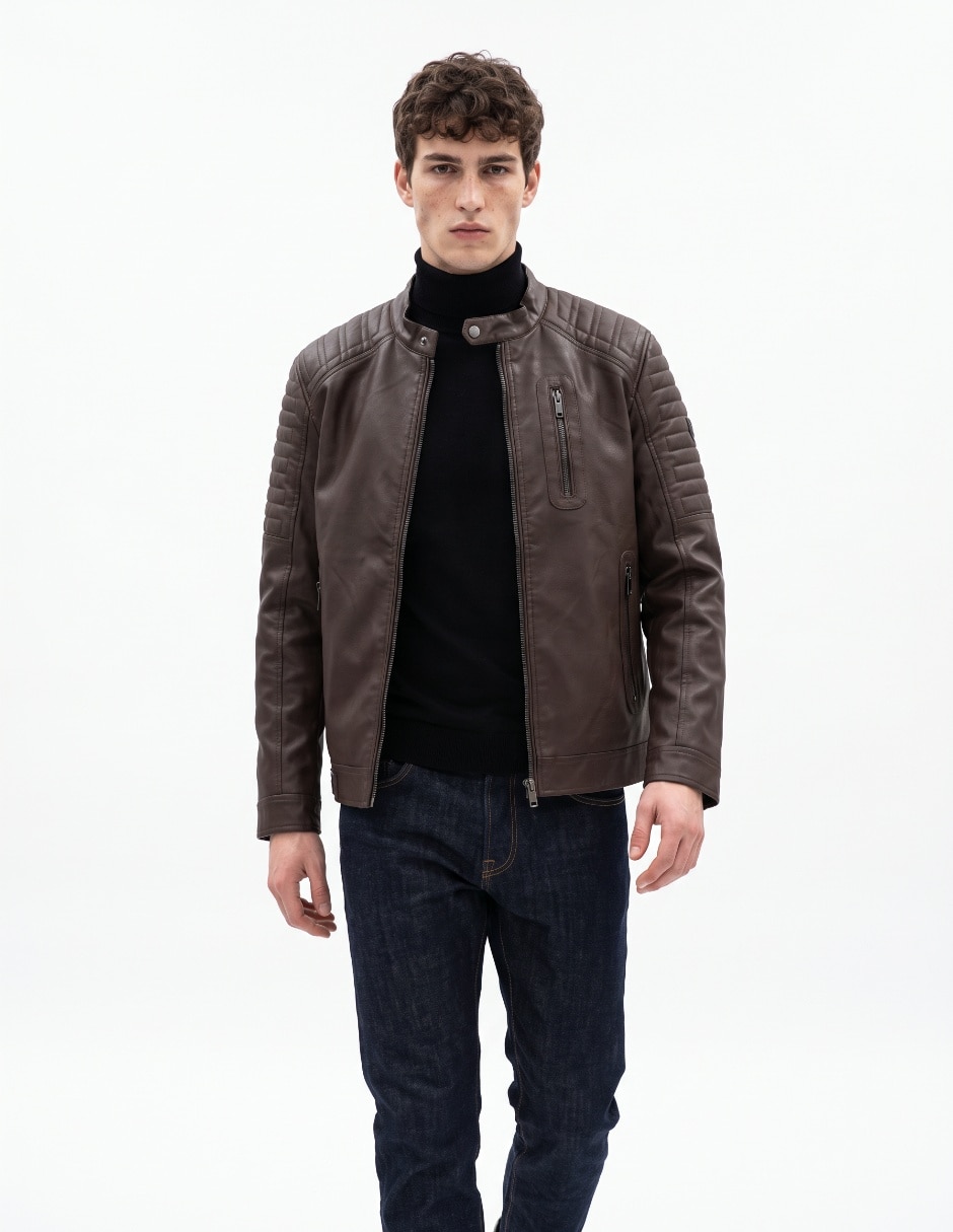 Chamarra casual con bolsillos para hombre