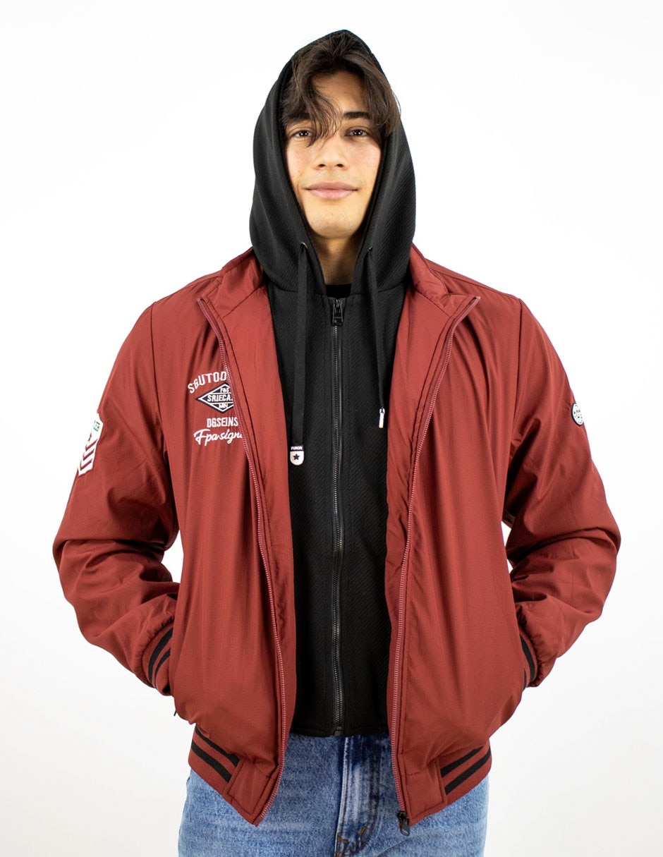 Chamarra casual efecto doble prenda para hombre 1