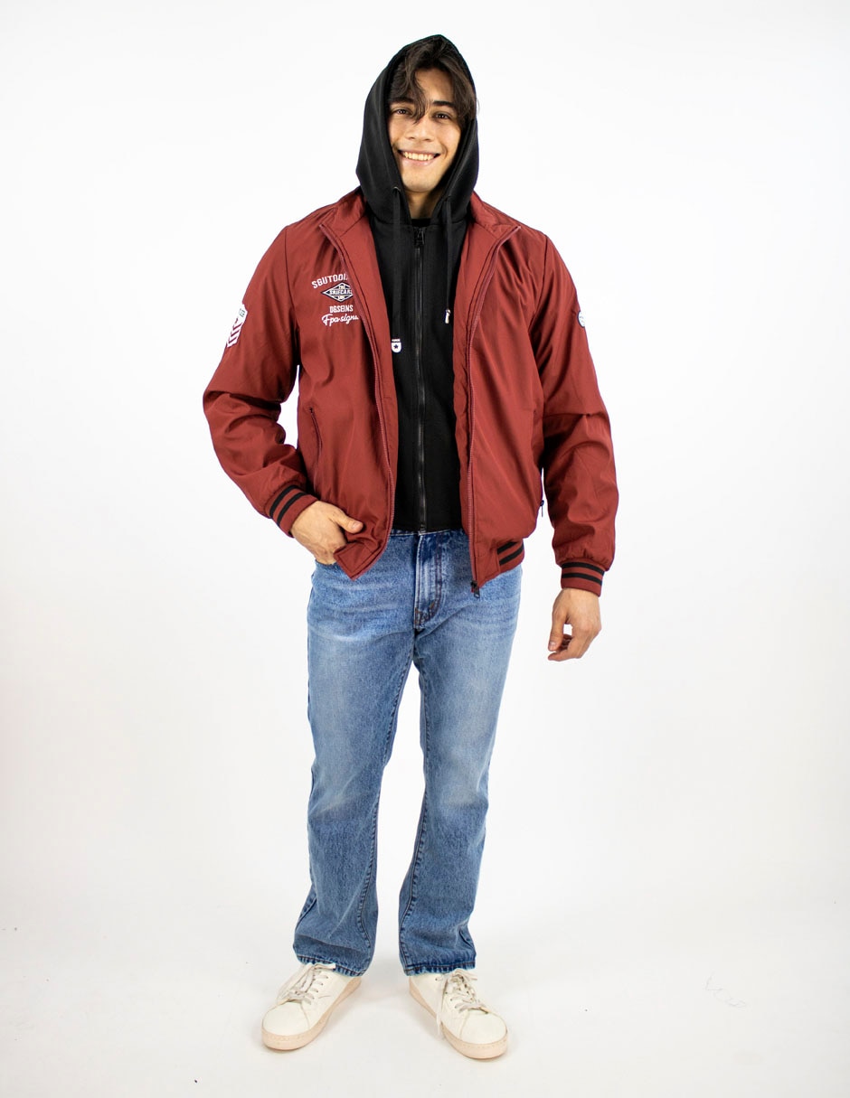 Chamarra casual efecto doble prenda para hombre 3
