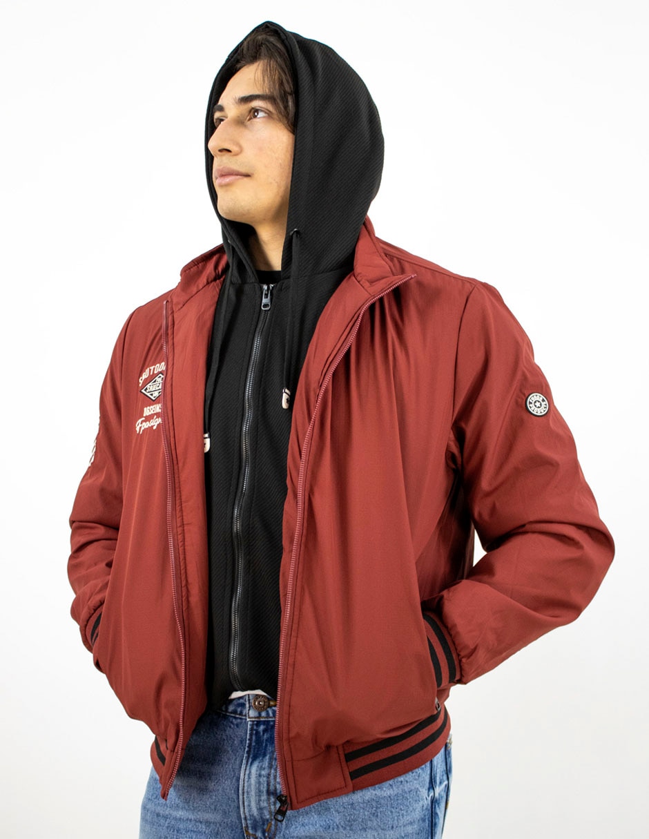Chamarra casual efecto doble prenda para hombre 4