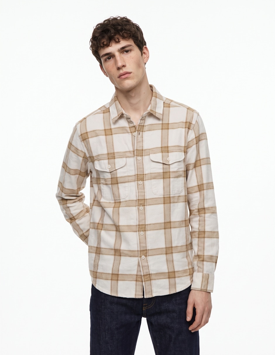 Camisa casual de algodón manga larga para hombre Camisa casual de algodón manga larga para hombre