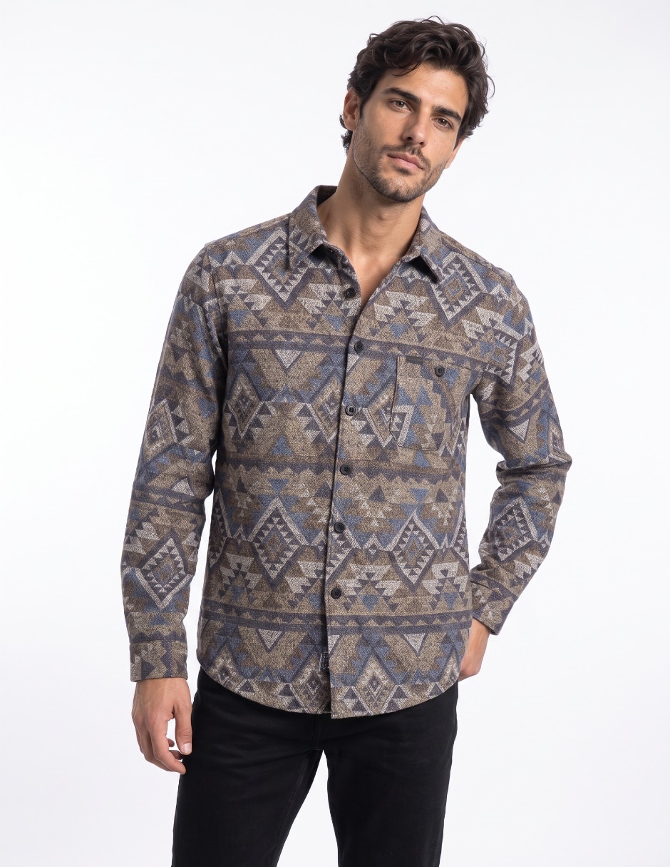 Camisa casual manga larga para hombre