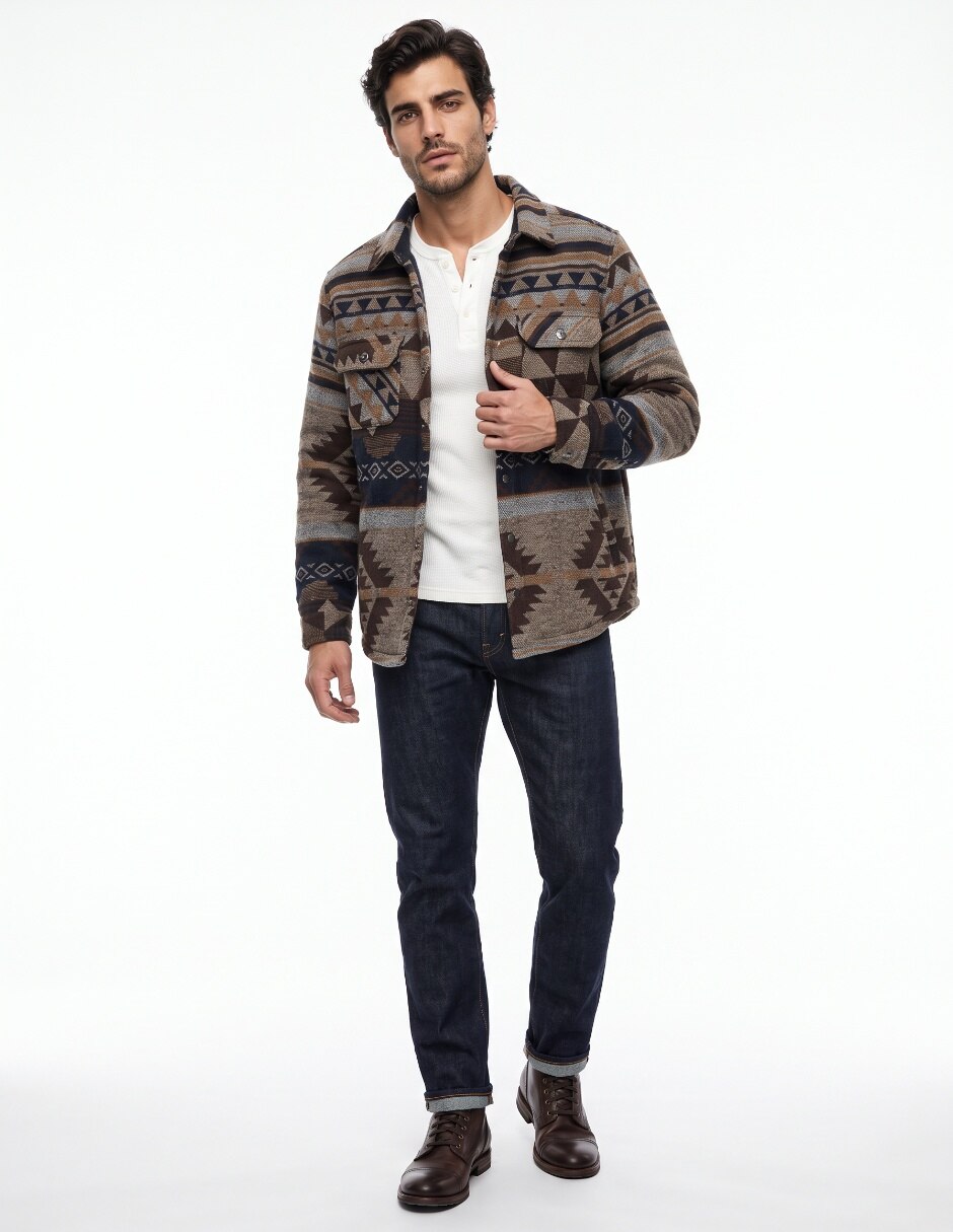 Sobrecamisa casual manga larga para hombre