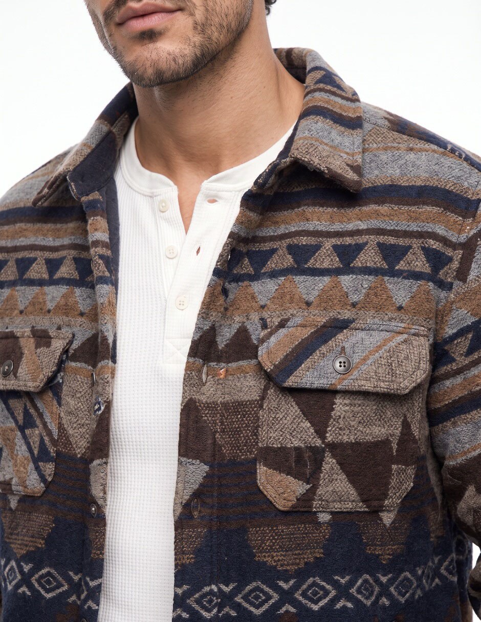 Sobrecamisa casual manga larga para hombre 4