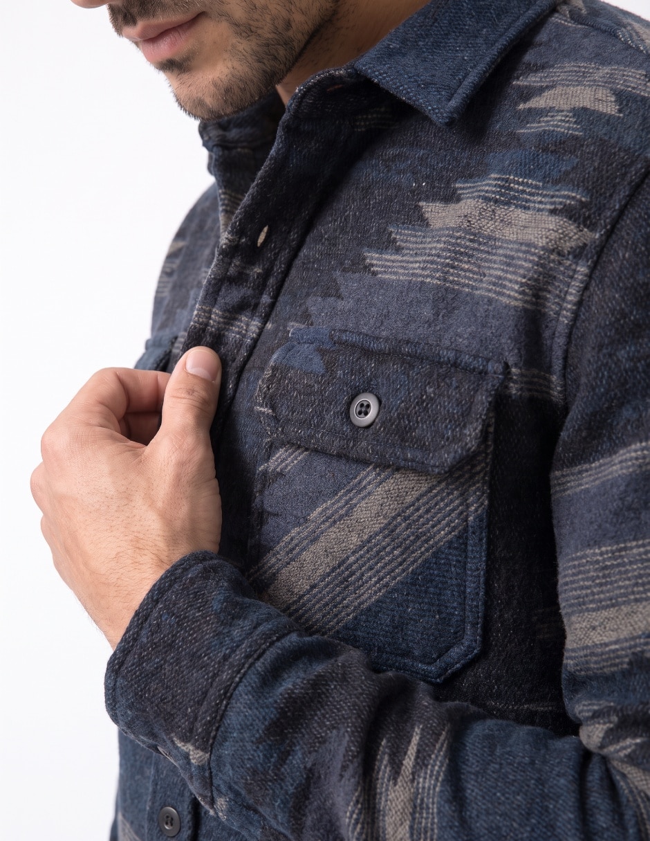 Sobrecamisa casual manga larga para hombre 4