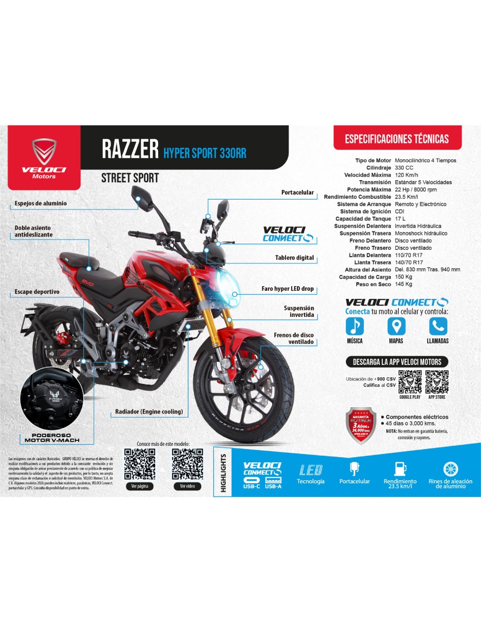 Street Sport Vel 2027 Razzer Hyper 330cc Rojo 2026 2
