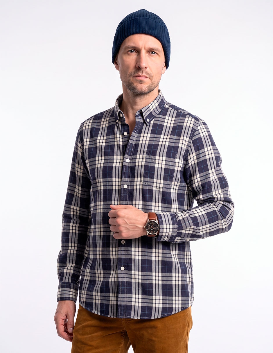 Camisa casual manga larga para hombre