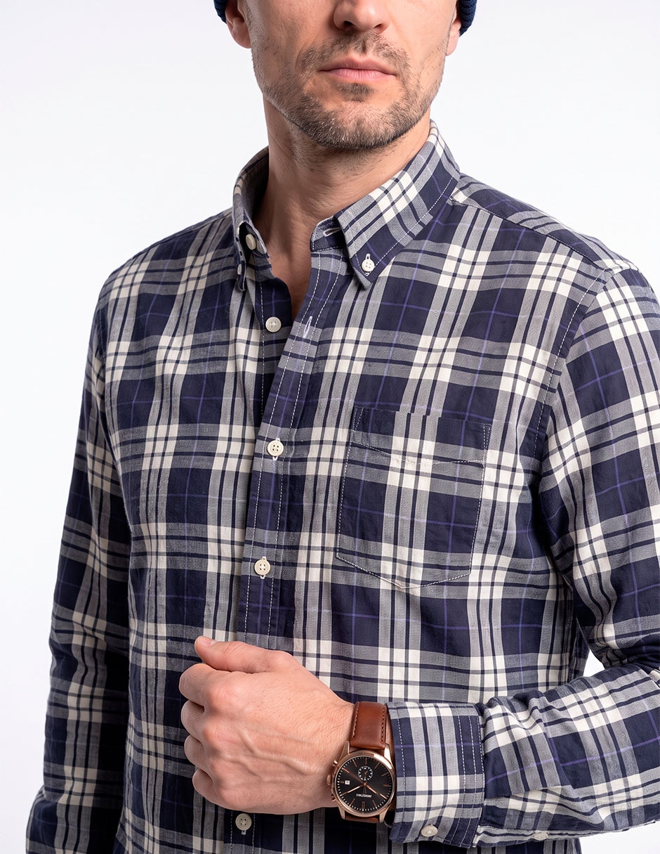 Camisa casual manga larga para hombre 4